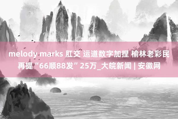 melody marks 肛交 运道数字加捏 榆林老彩民再提“66顺88发”25万_大皖新闻 | 安徽网