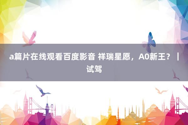 a篇片在线观看百度影音 祥瑞星愿，A0新王？｜试驾