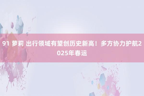 91 萝莉 出行领域有望创历史新高！多方协力护航2025年春运