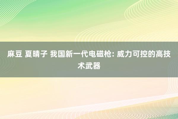 麻豆 夏晴子 我国新一代电磁枪: 威力可控的高技术武器