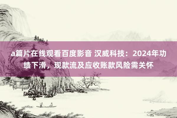 a篇片在线观看百度影音 汉威科技：2024年功绩下滑，现款流及应收账款风险需关怀