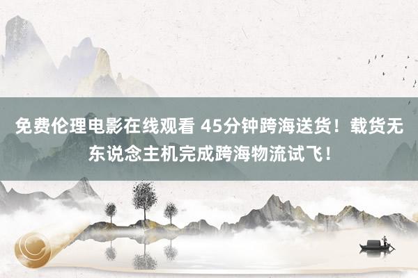 免费伦理电影在线观看 45分钟跨海送货！载货无东说念主机完成跨海物流试飞！