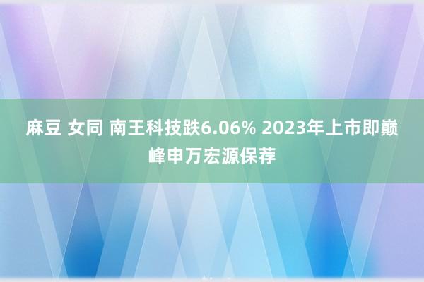 麻豆 女同 南王科技跌6.06% 2023年上市即巅峰申万宏源保荐